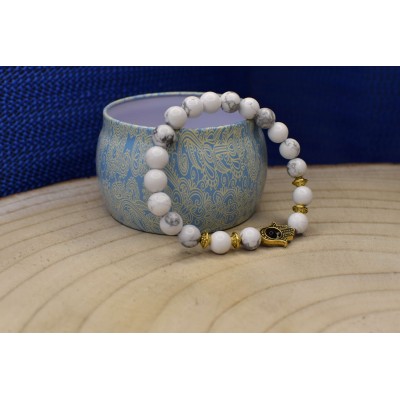 Pulseira Howlite c/Mão de...