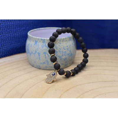 Pulseira Pedra Negra c/Mão...