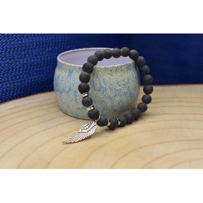 Pulseira Pedra Negra c/Asa...