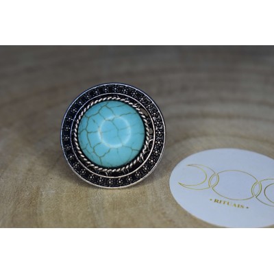 Anel Turquesa (redondo flor)
