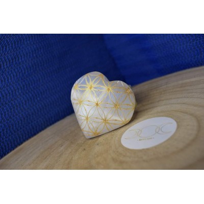 Coração de Selenite c/Flor...